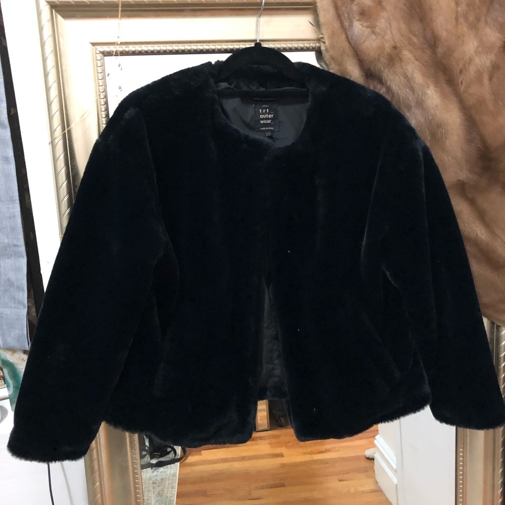 Zara Black Faux Fur Jacket